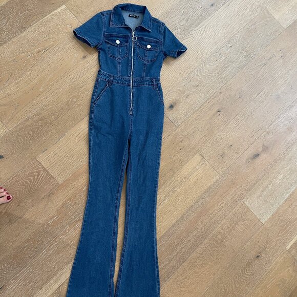 Nasty Gal Jean Romper - Size 4 - Picture 1 of 5